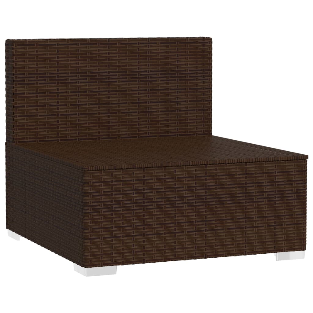 Tuinmiddenbank Met Kussens Poly Rattan Bruin 1 Bruin en kaneelrood