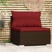 Tuinmiddenbank Met Kussens Poly Rattan Bruin 1 Bruin en kaneelrood