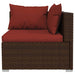 3-Delige Loungeset Met Kussens Poly Rattan Bruin 1 Bruin en kaneelrood 3x hoek