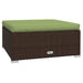 Tuinvoetenbank Met Kussen 70X70X30 Cm Poly Rattan Bruin 1 Bruin en groen Voetensteun