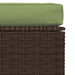 Tuinvoetenbank Met Kussen 70X70X30 Cm Poly Rattan Bruin 1 Bruin en groen Voetensteun