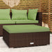 Tuinvoetenbank Met Kussen 70X70X30 Cm Poly Rattan Bruin 1 Bruin en groen Voetensteun