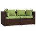 3-Delige Loungeset Met Kussens Poly Rattan Bruin 1 Bruin en groen 3x hoek