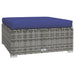 Tuinvoetenbank Met Kussen 70X70X30 Cm Poly Rattan Grijs 1 Grijs en donkerblauw Voetensteun