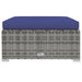 Tuinvoetenbank Met Kussen 70X70X30 Cm Poly Rattan Grijs 1 Grijs en donkerblauw Voetensteun
