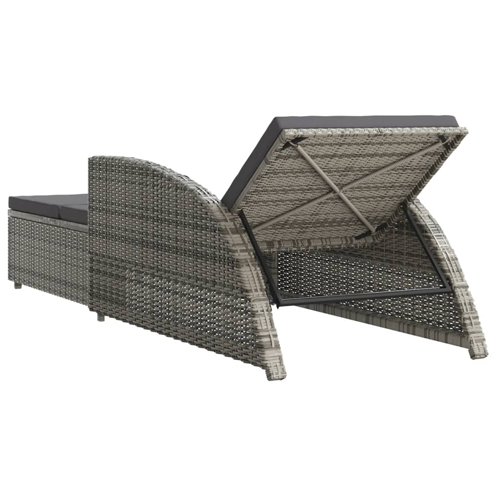 Ligbed met donkergrijs kussen poly rattan grijs