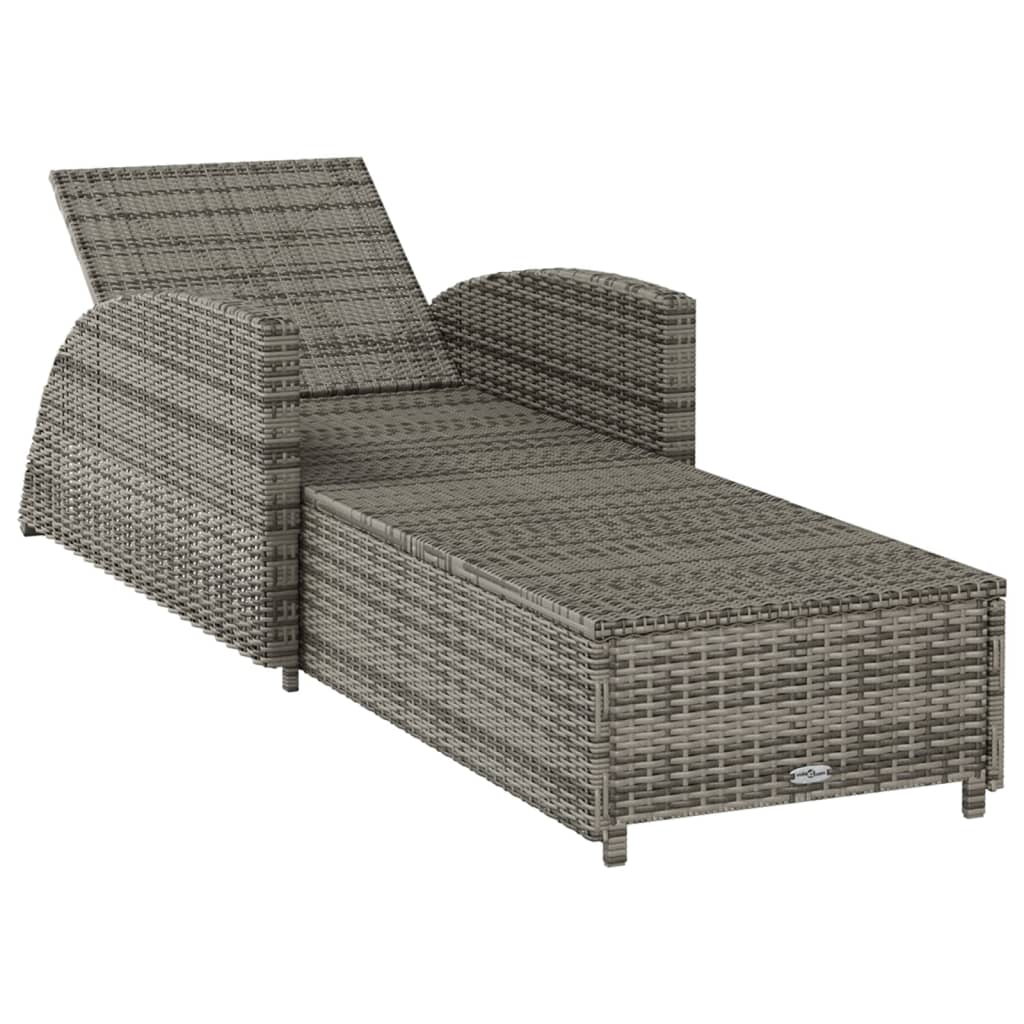 Ligbed met donkergrijs kussen poly rattan grijs