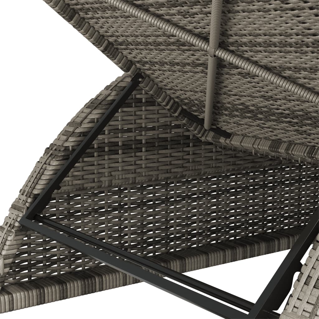 Ligbed met donkergrijs kussen poly rattan grijs