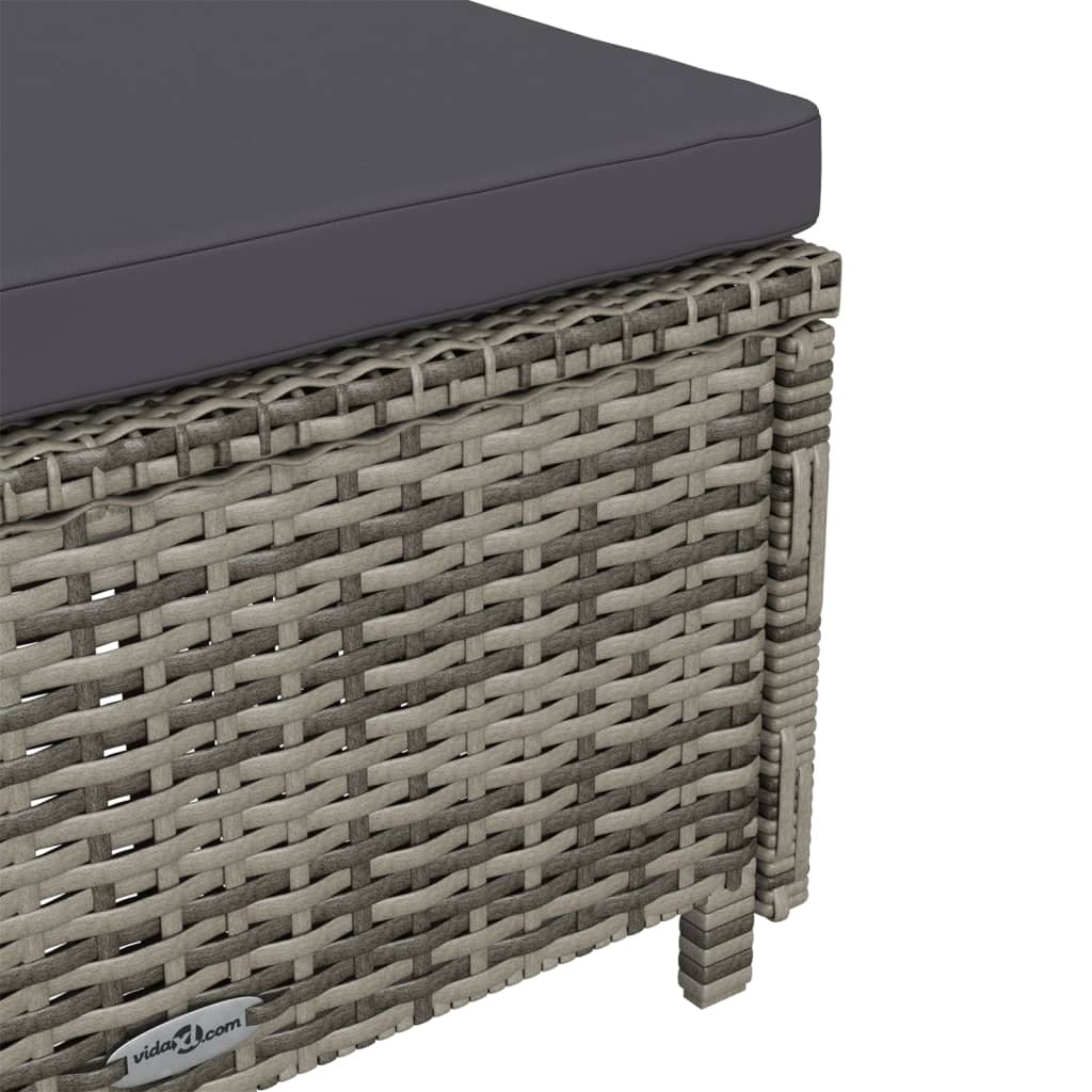 Ligbed met donkergrijs kussen poly rattan grijs