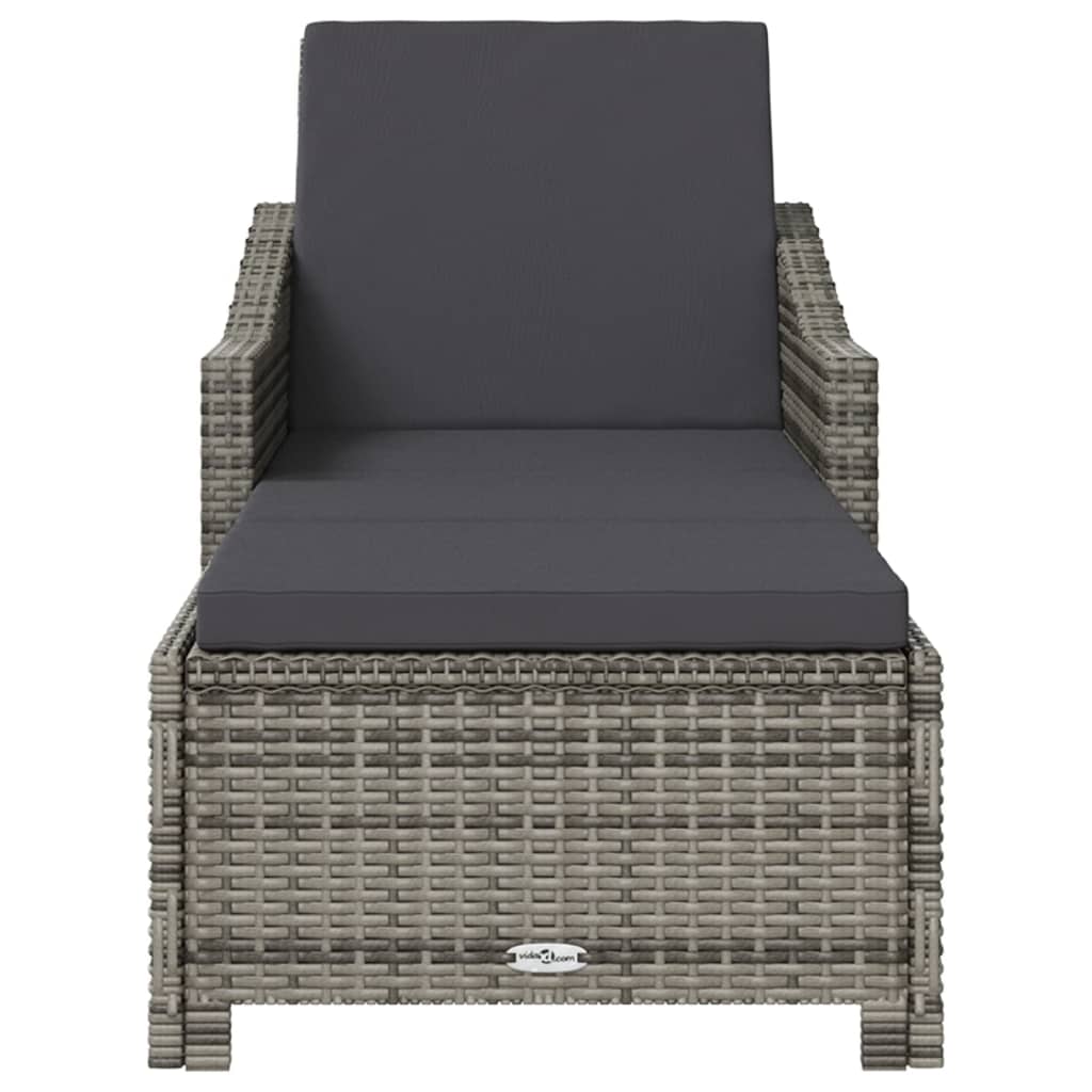 Ligbed met donkergrijs kussen poly rattan grijs