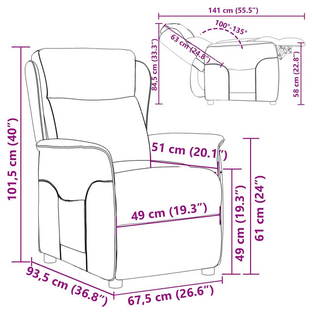 Ligstoel Donkergrijs 66.5 x 94 x 101.5 cm Polyester