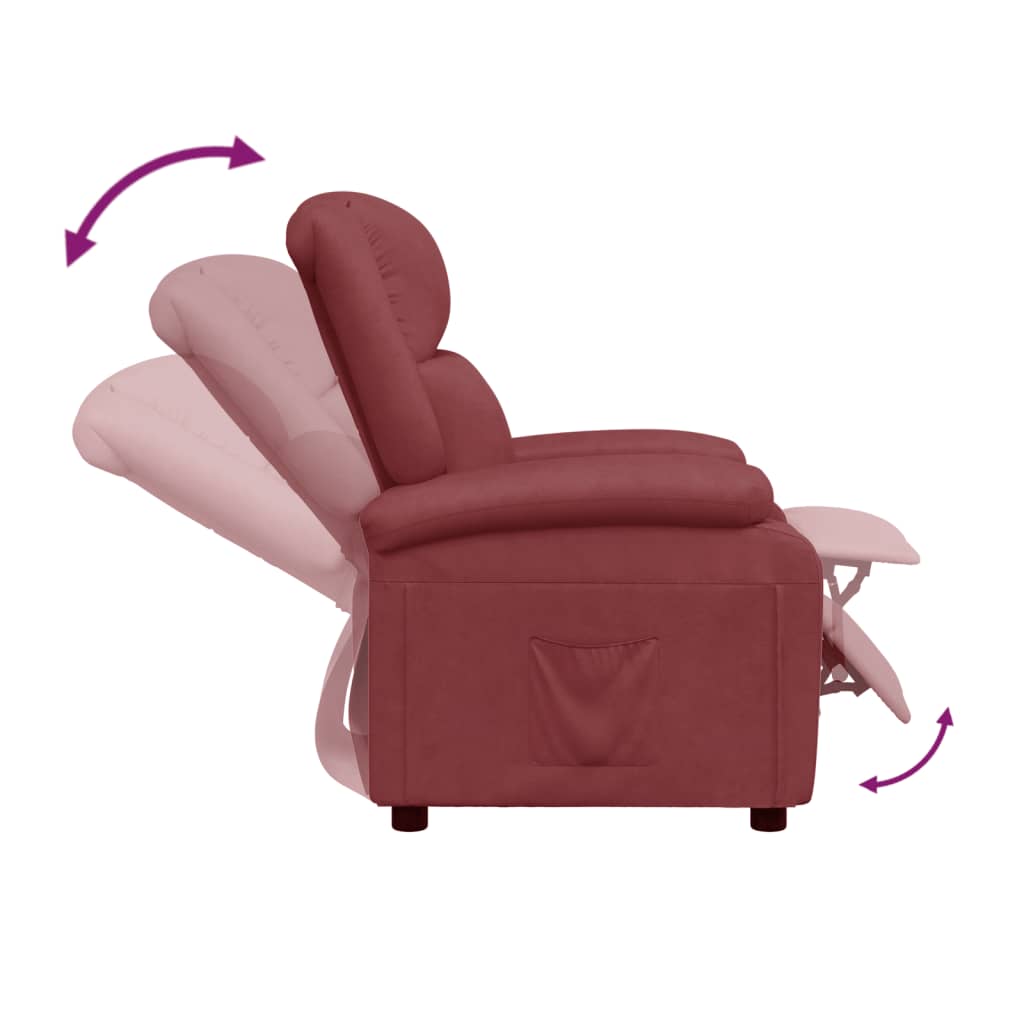 Fauteuil verstelbaar kunstleer wijnrood