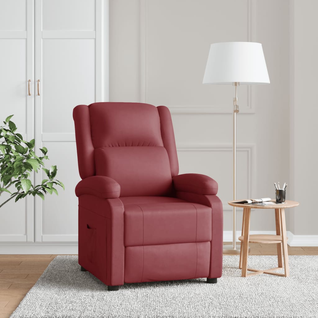 Fauteuil verstelbaar kunstleer wijnrood