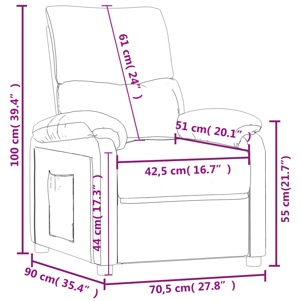 Fauteuil verstelbaar stof bruin