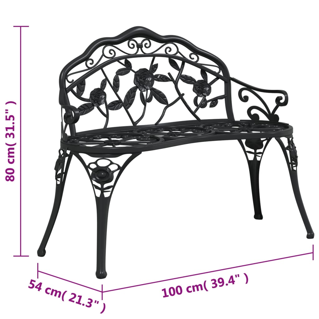 Tuinbank 100 cm gietaluminium zwart