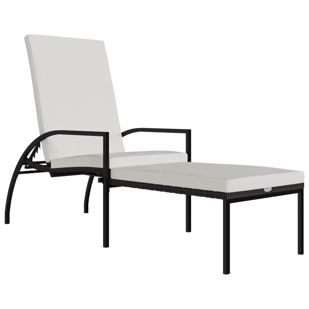 Ligbed met voetensteun polyetheen rattan bruin