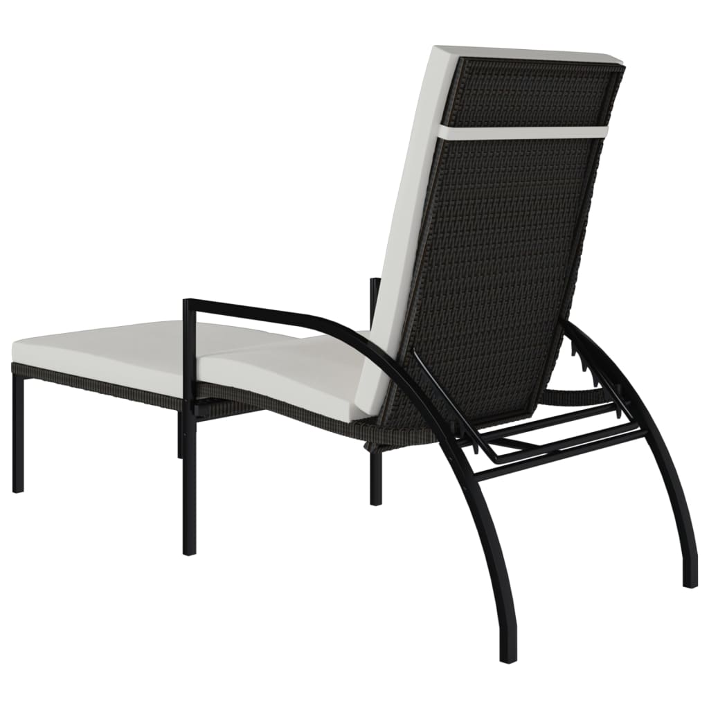 Ligbed met voetensteun polyetheen rattan bruin