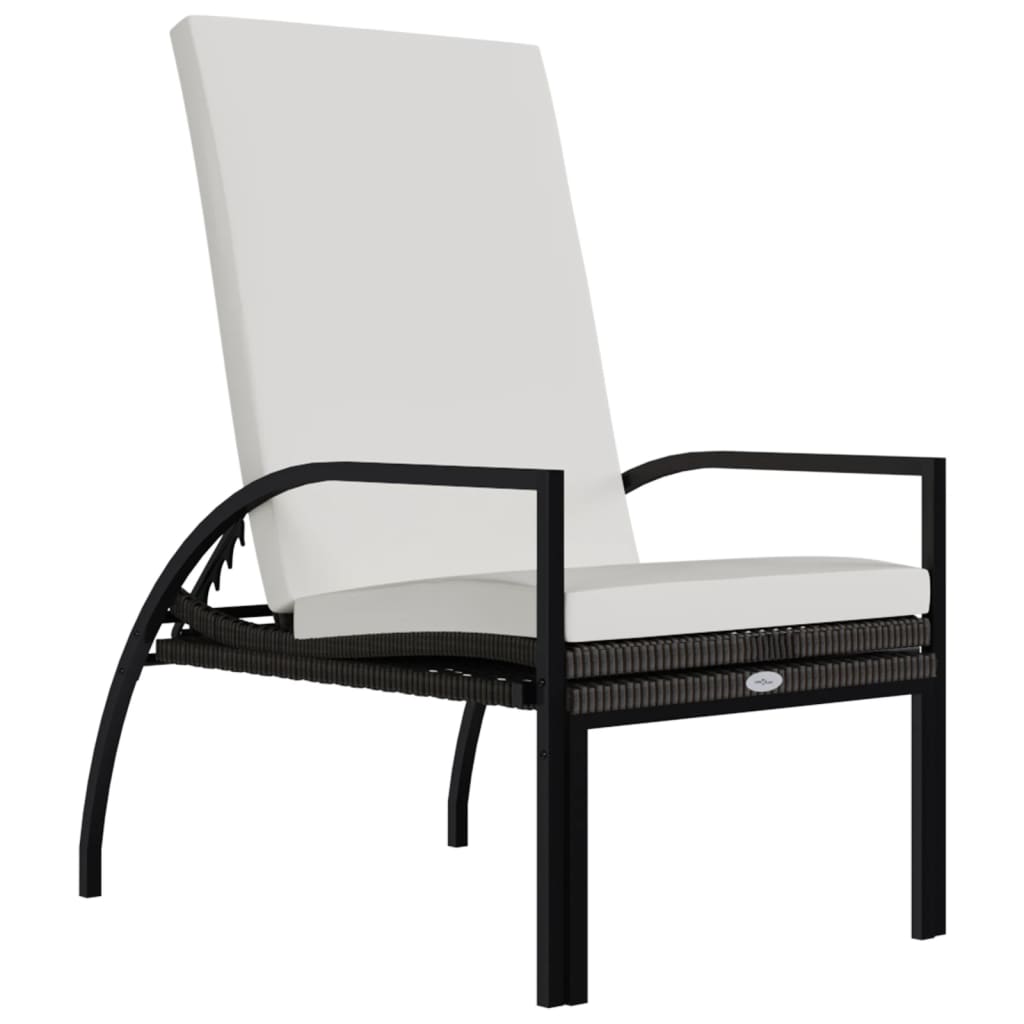Ligbed met voetensteun polyetheen rattan bruin