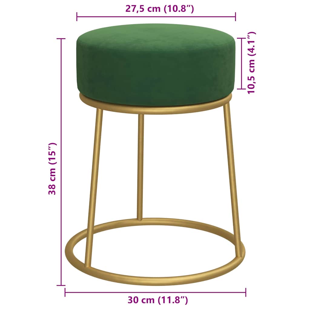 Hocker rond fluweel groen