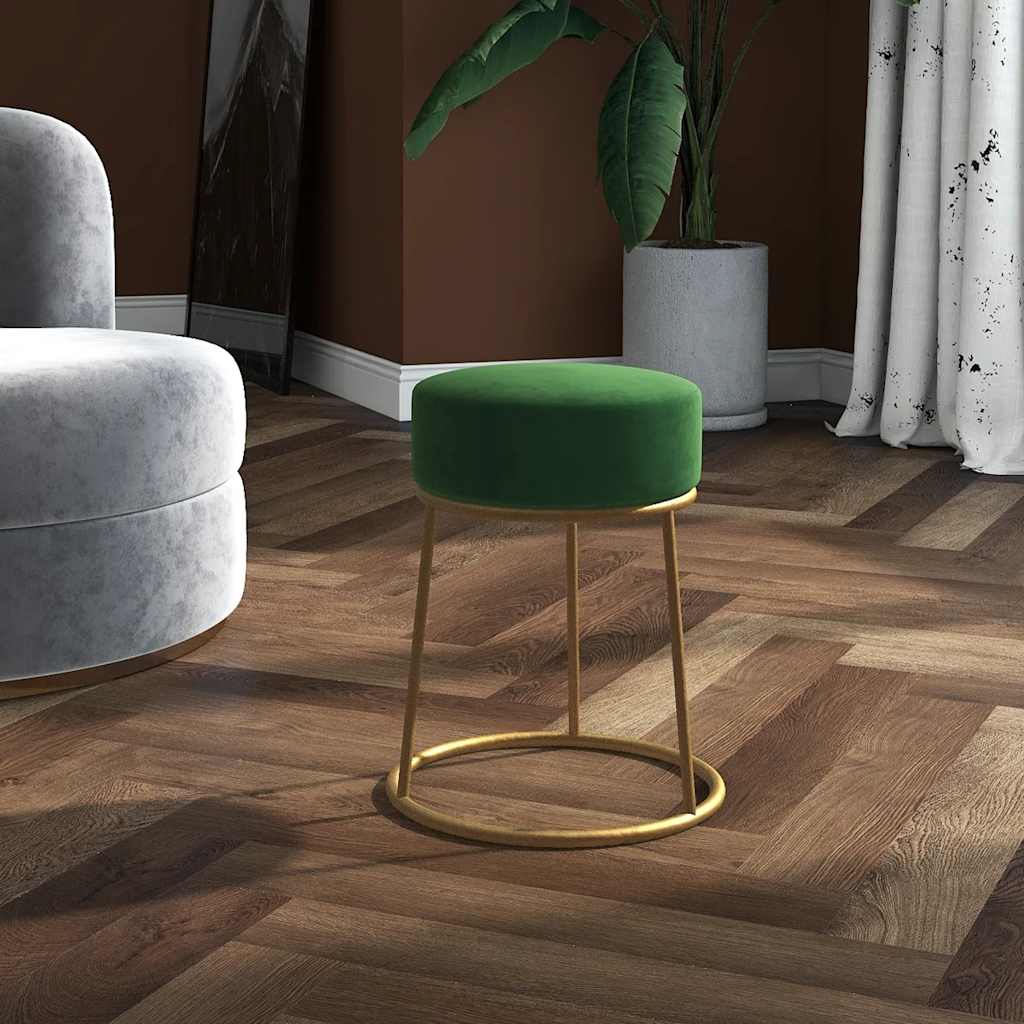Hocker rond fluweel groen