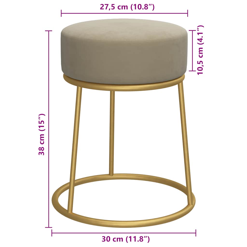 Hocker rond fluweel donkergrijs