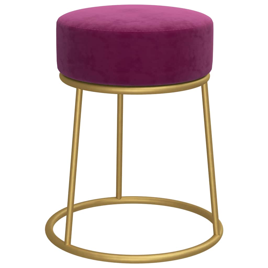 Hocker rond fluweel paars