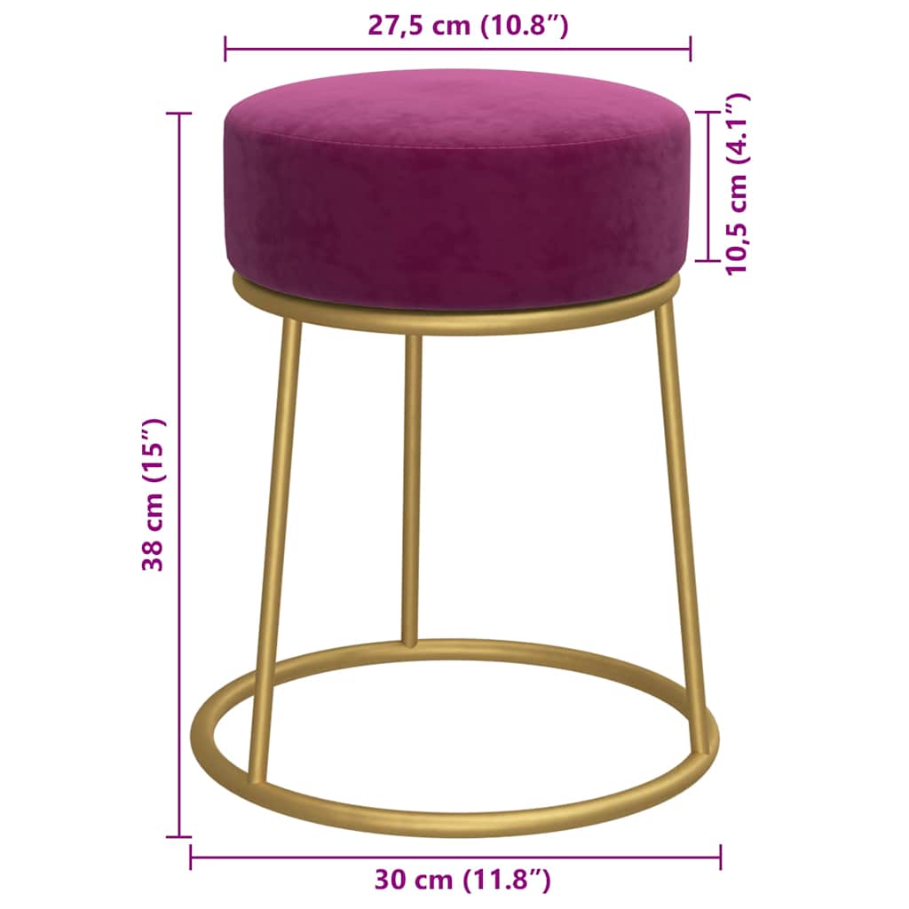Hocker rond fluweel paars