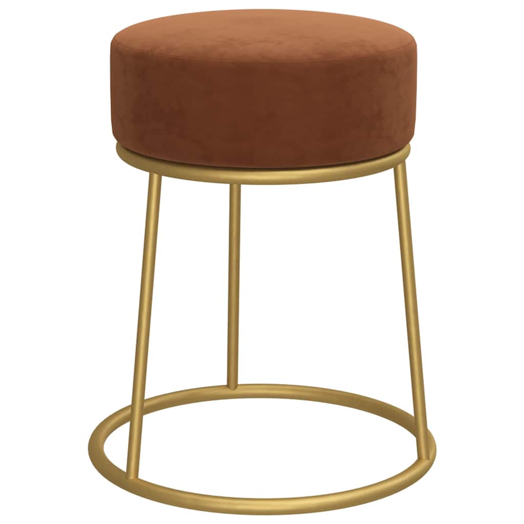 Hocker rond fluweel bruin