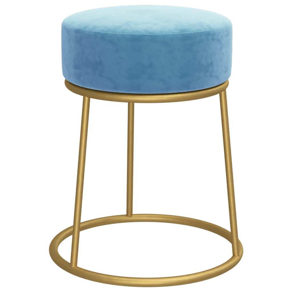 Hocker rond fluweel lichtblauw