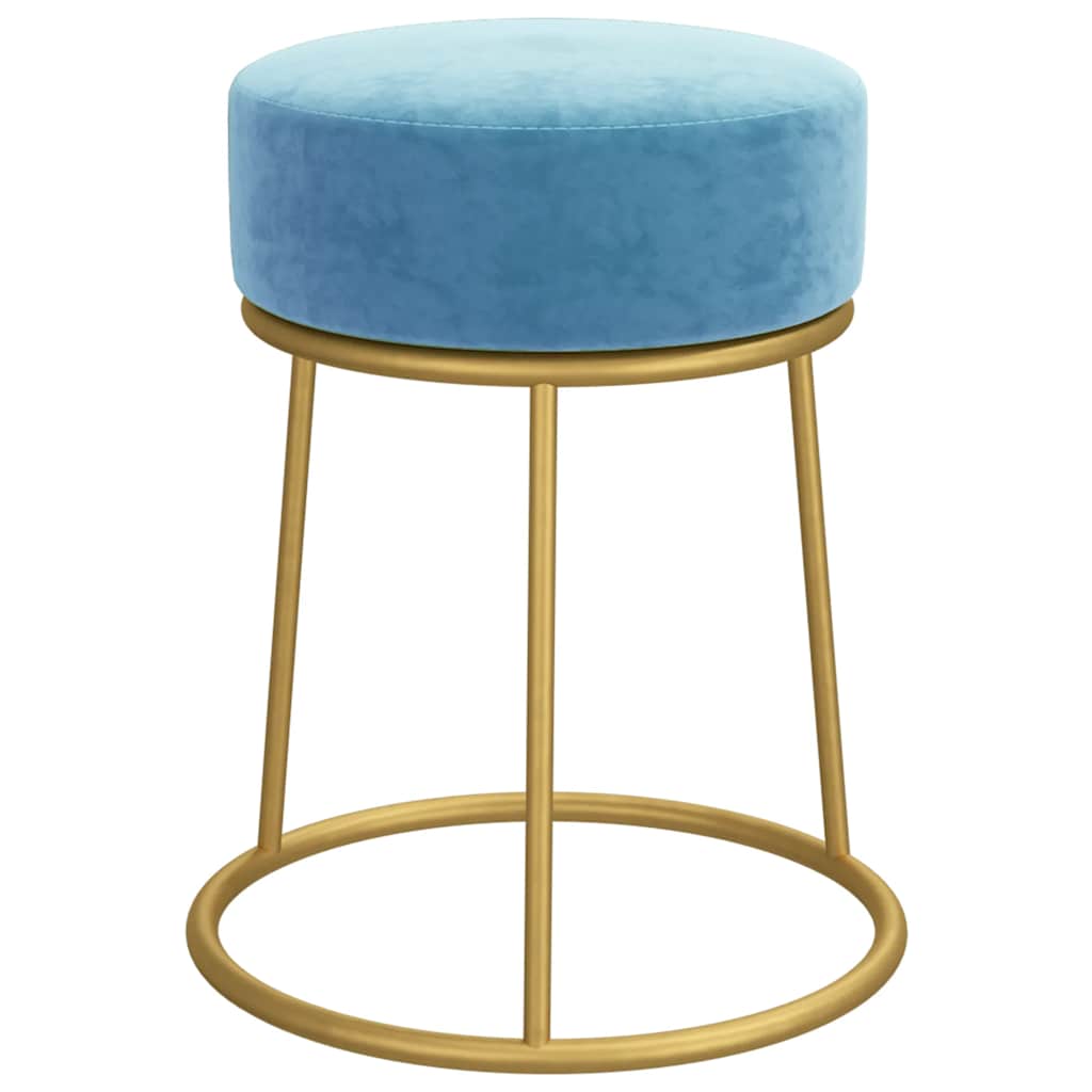 Hocker rond fluweel lichtblauw