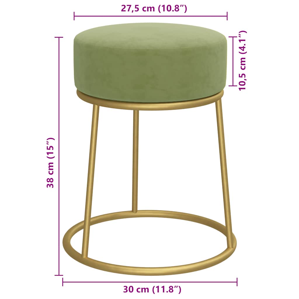 Hocker rond fluweel mosterdgroen