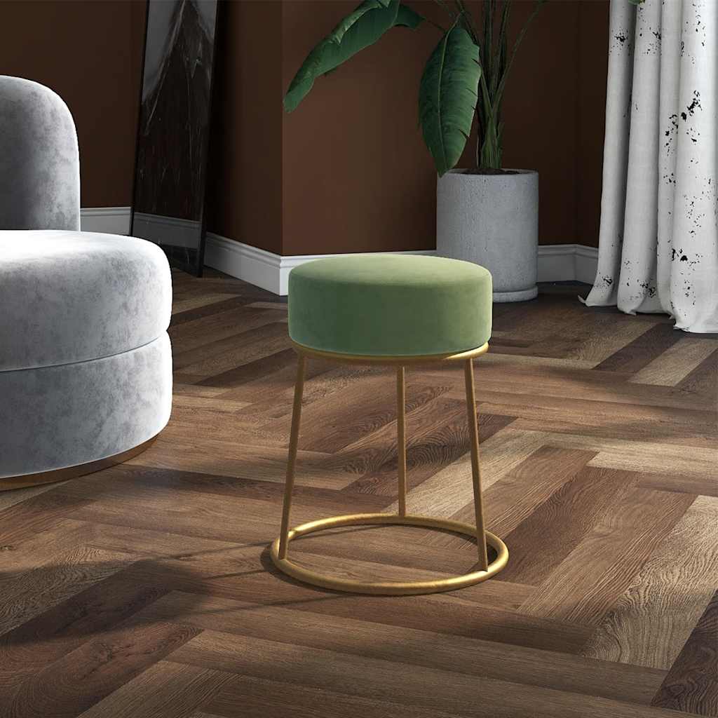 Hocker rond fluweel mosterdgroen