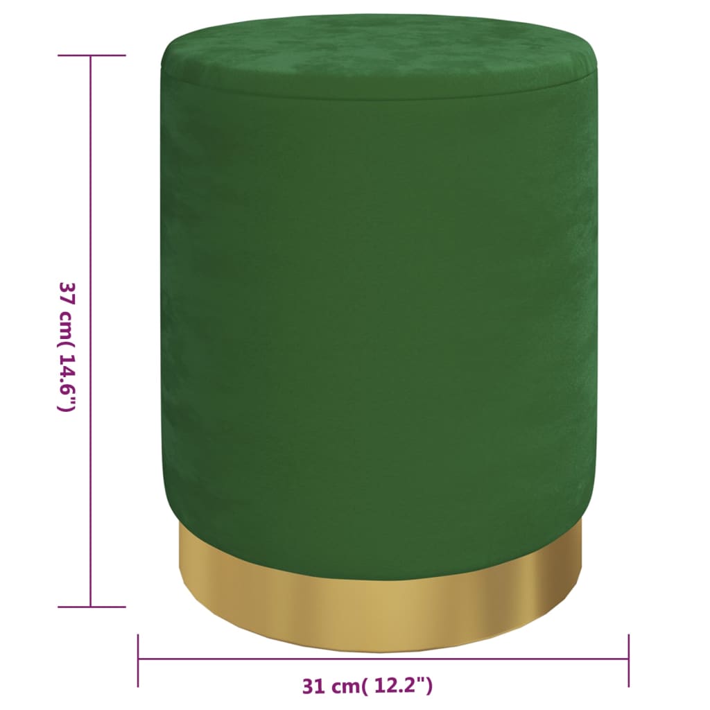 Hocker met opbergruimte rond fluweel 31 x 37 cm groen