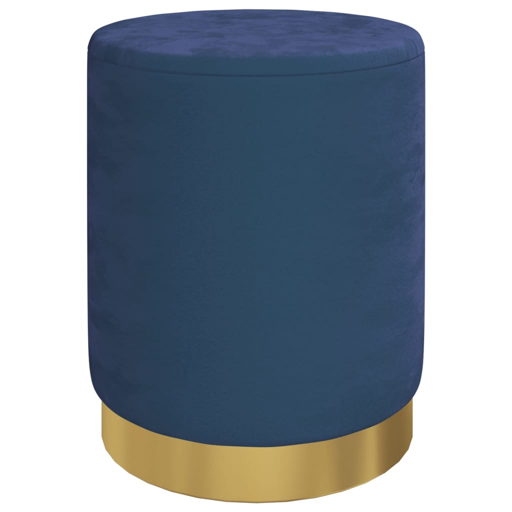 Hocker met opbergruimte rond fluweel 31 x 37 cm blauw