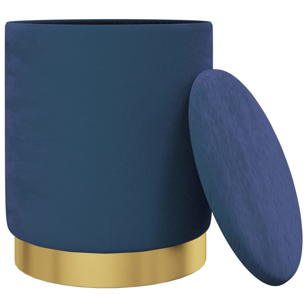 Hocker met opbergruimte rond fluweel 31 x 37 cm blauw