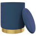 Hocker met opbergruimte rond fluweel 31 x 37 cm blauw