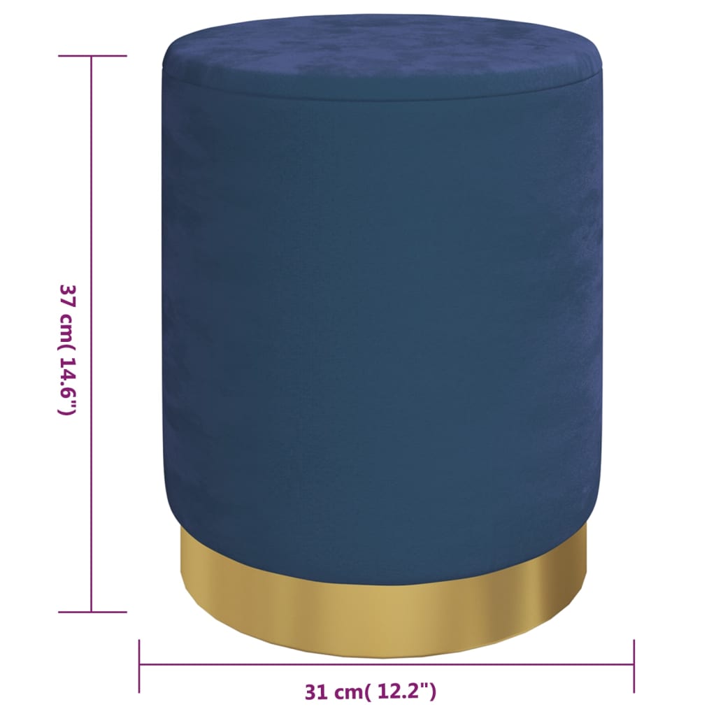 Hocker met opbergruimte rond fluweel 31 x 37 cm blauw