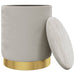 Hocker met opbergruimte rond fluweel 31 x 37 cm lichtgrijs