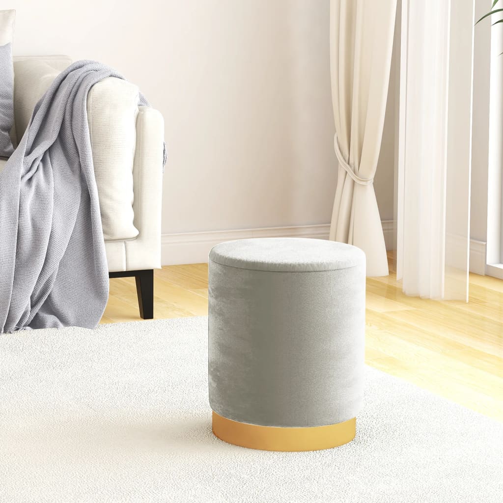 Hocker met opbergruimte rond fluweel 31 x 37 cm lichtgrijs
