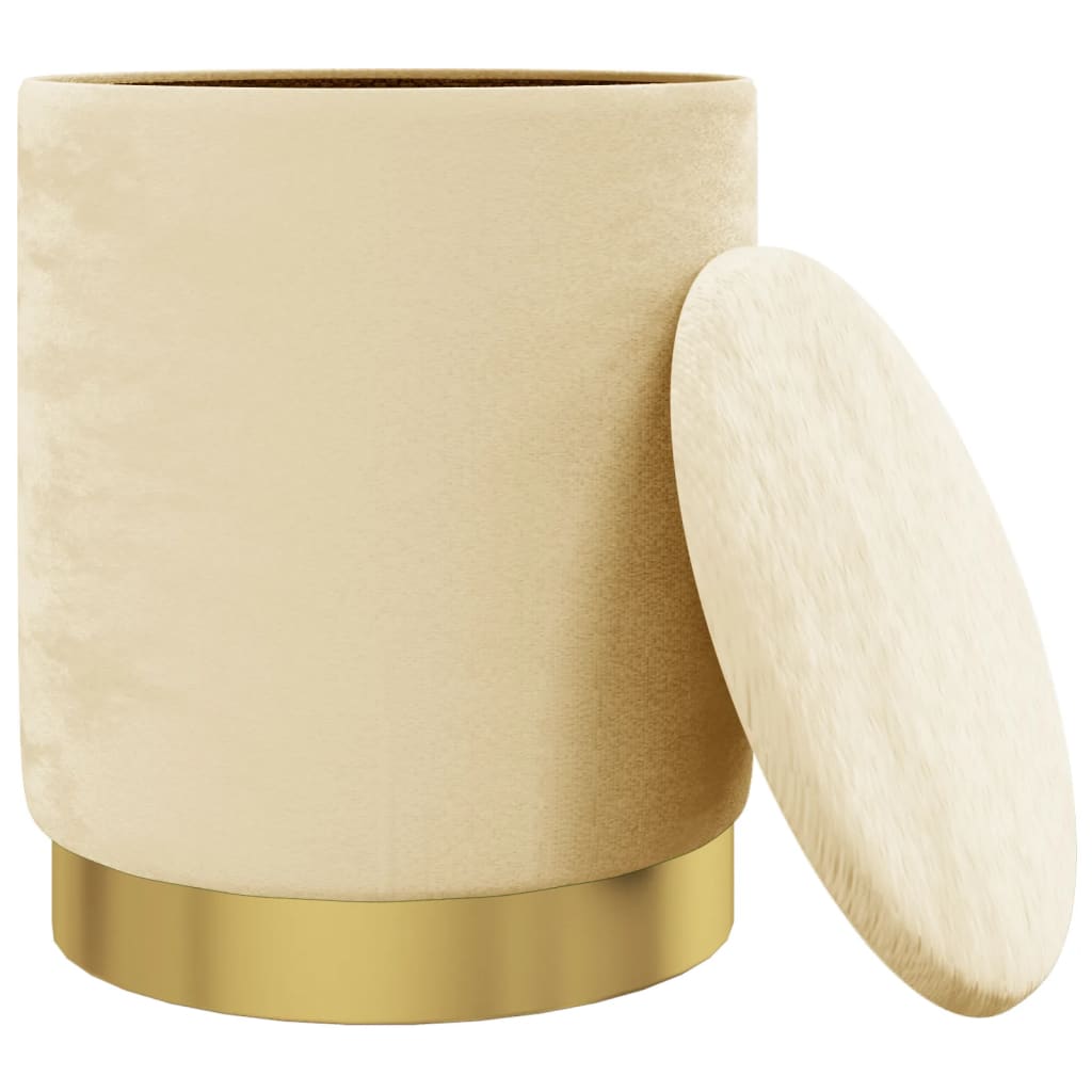 Hocker met opbergruimte rond fluweel 31 x 37 cm abrikooskleurig