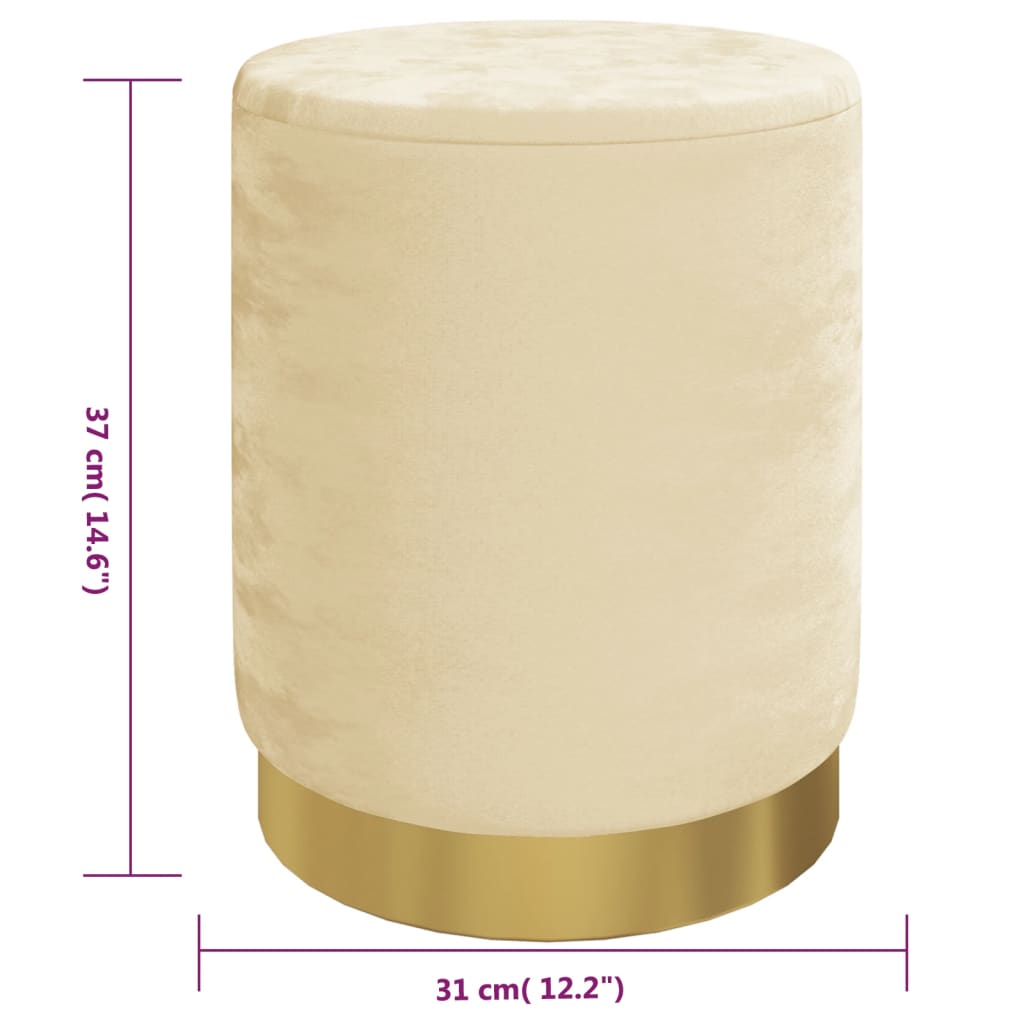 Hocker met opbergruimte rond fluweel 31 x 37 cm abrikooskleurig