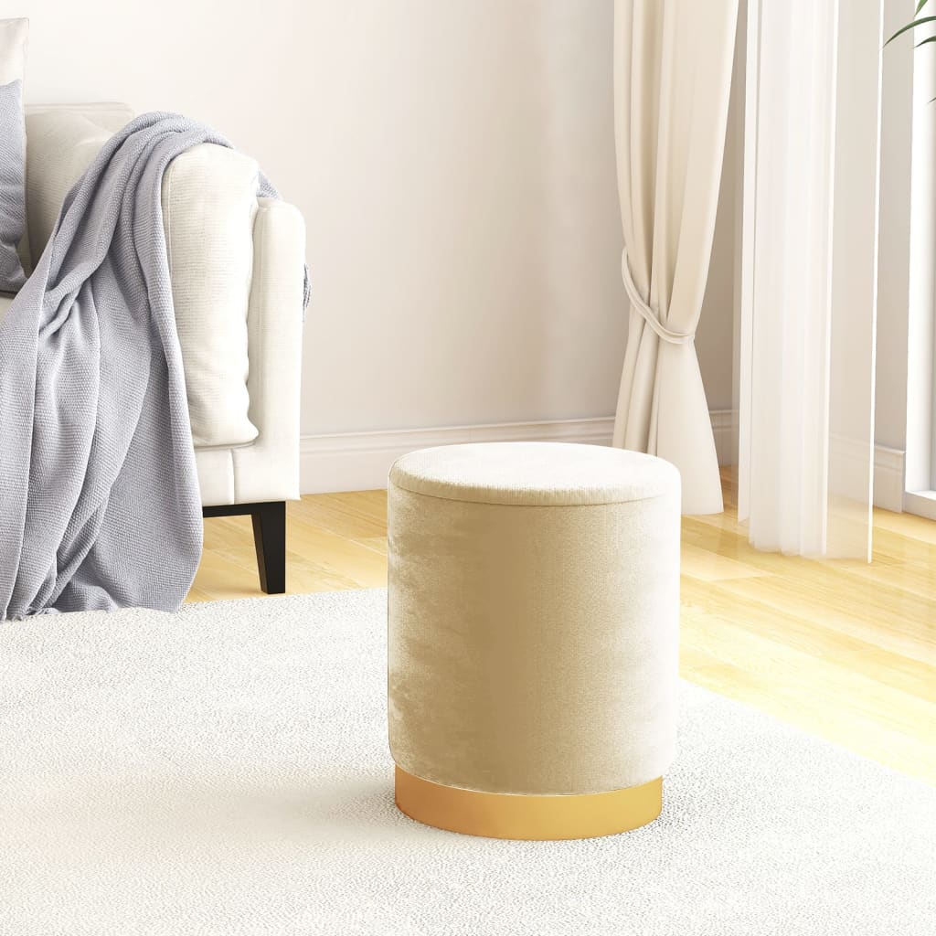 Hocker met opbergruimte rond fluweel 31 x 37 cm abrikooskleurig