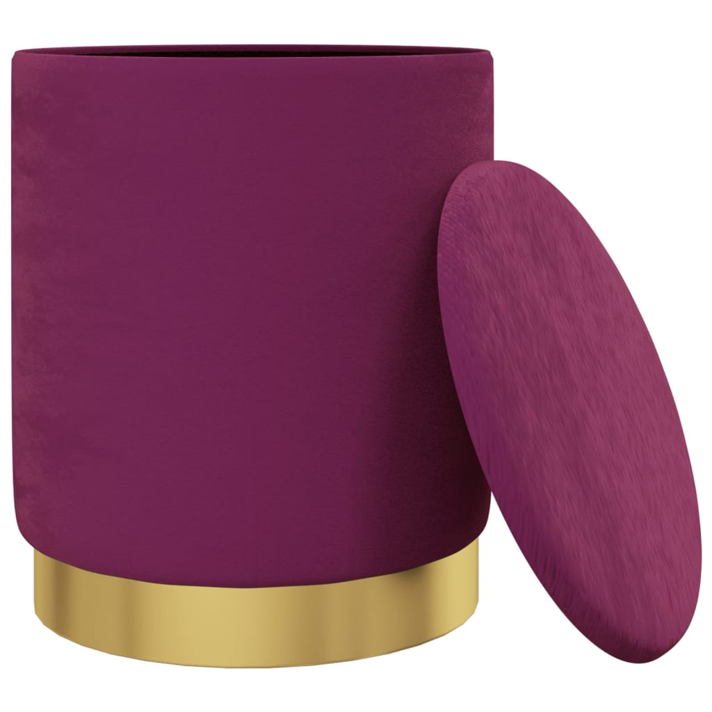 Hocker met opbergruimte rond fluweel 31 x 37 cm paars