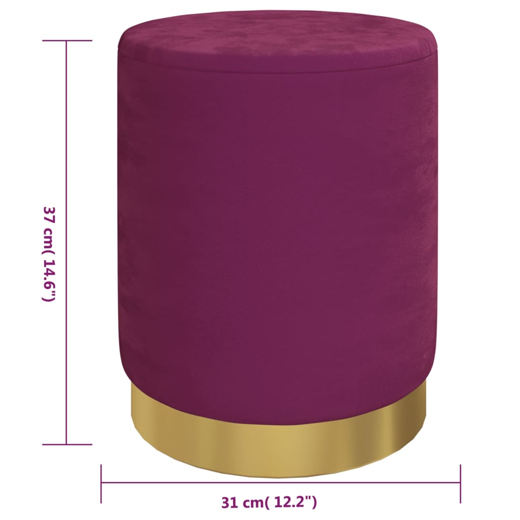 Hocker met opbergruimte rond fluweel 31 x 37 cm paars