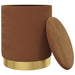 Hocker met opbergruimte rond fluweel 31 x 37 cm bruin