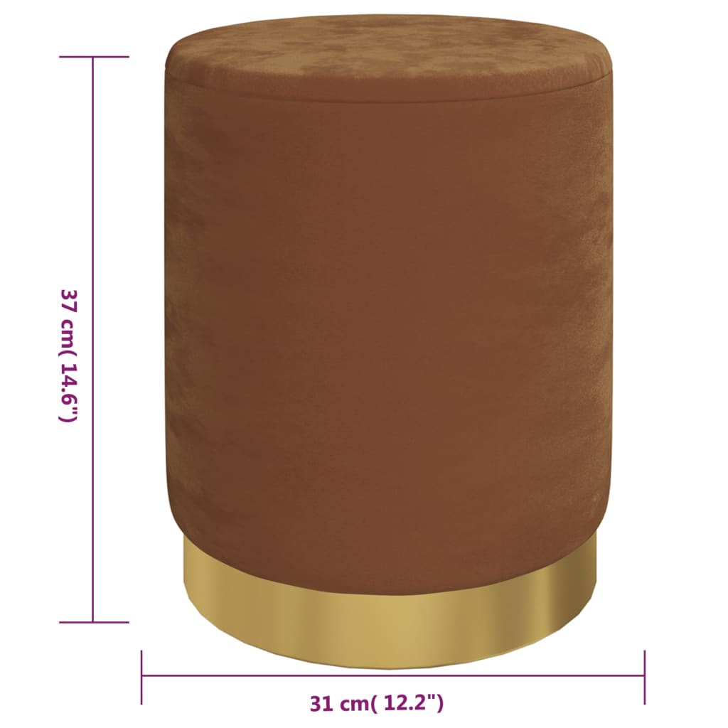 Hocker met opbergruimte rond fluweel 31 x 37 cm bruin