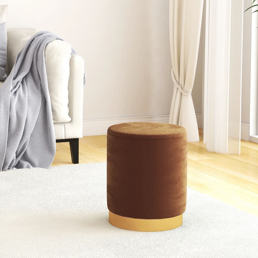 Hocker met opbergruimte rond fluweel 31 x 37 cm bruin