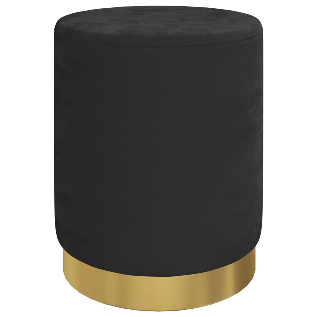 Hocker met opbergruimte rond fluweel 31 x 37 cm zwart