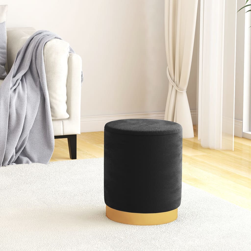 Hocker met opbergruimte rond fluweel 31 x 37 cm zwart