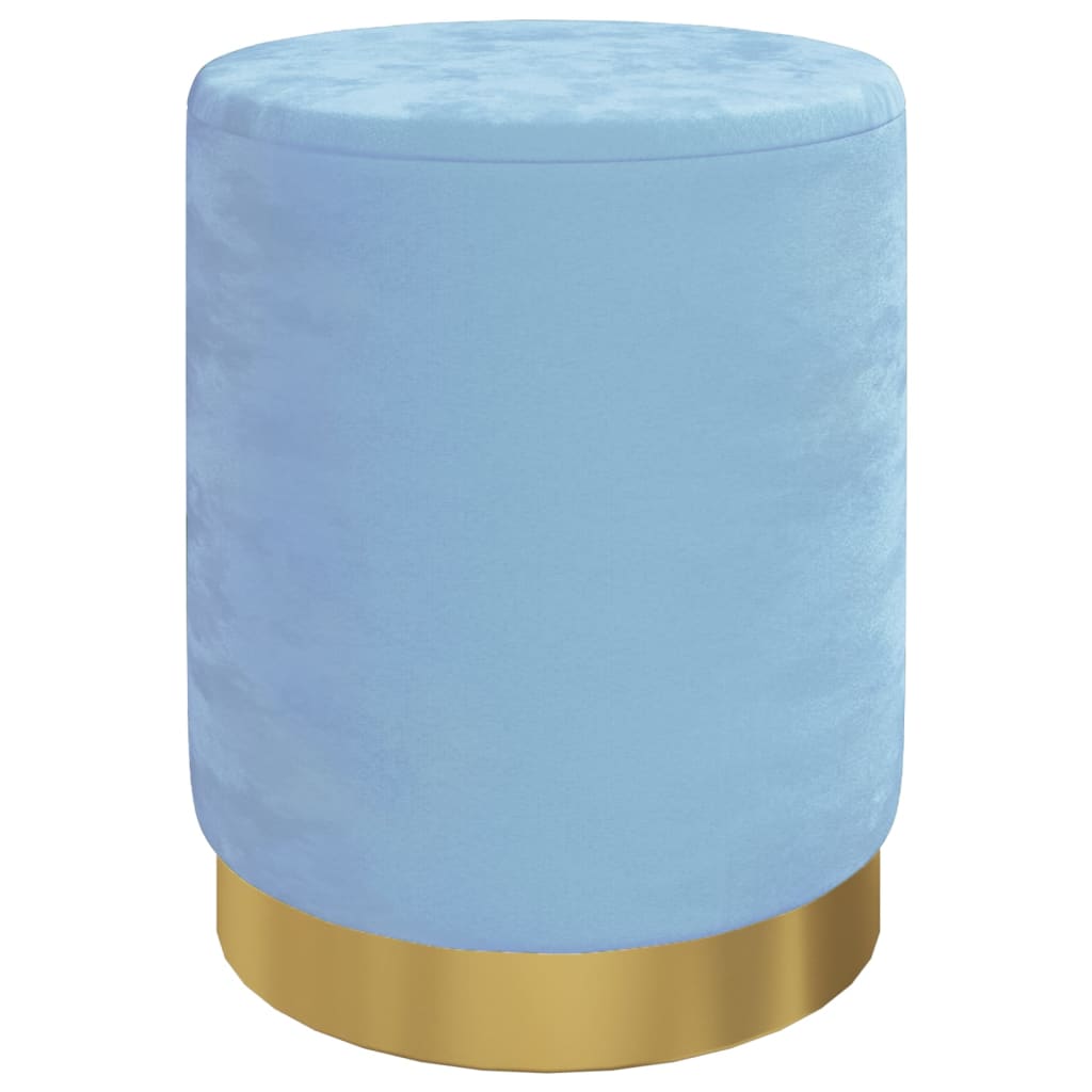 Hocker met opbergruimte rond fluweel 31 x 37 cm lichtblauw